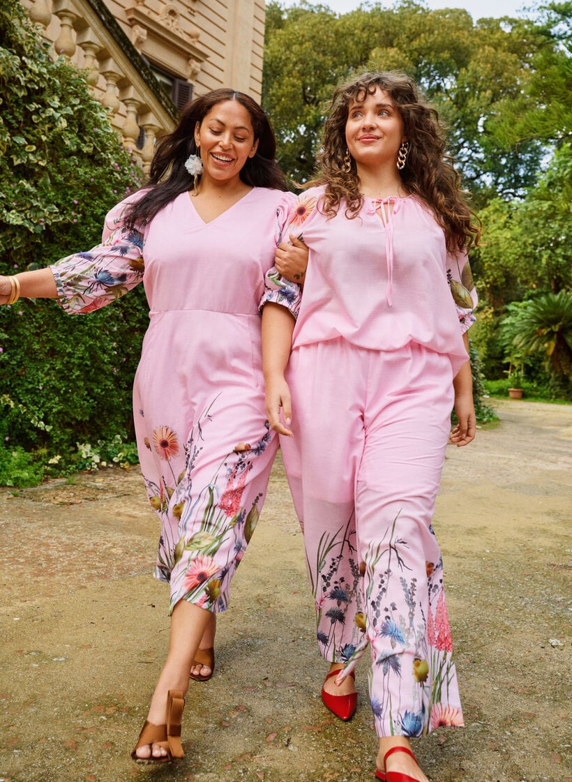 Robe midi taille empire &agrave; imprim&eacute; floral, Rose, Image