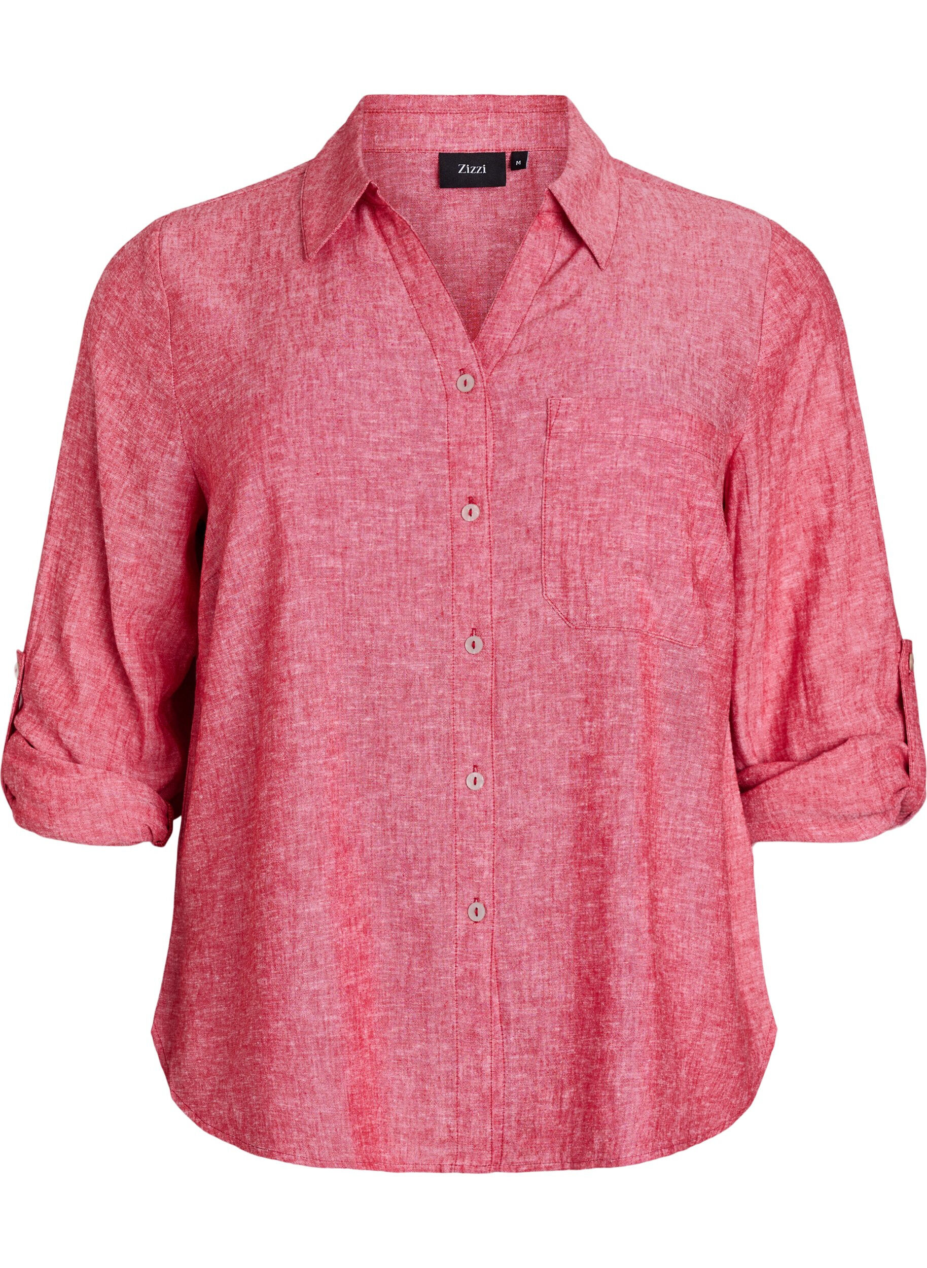 Linnen en viscose shirt met 3/4 mouwen