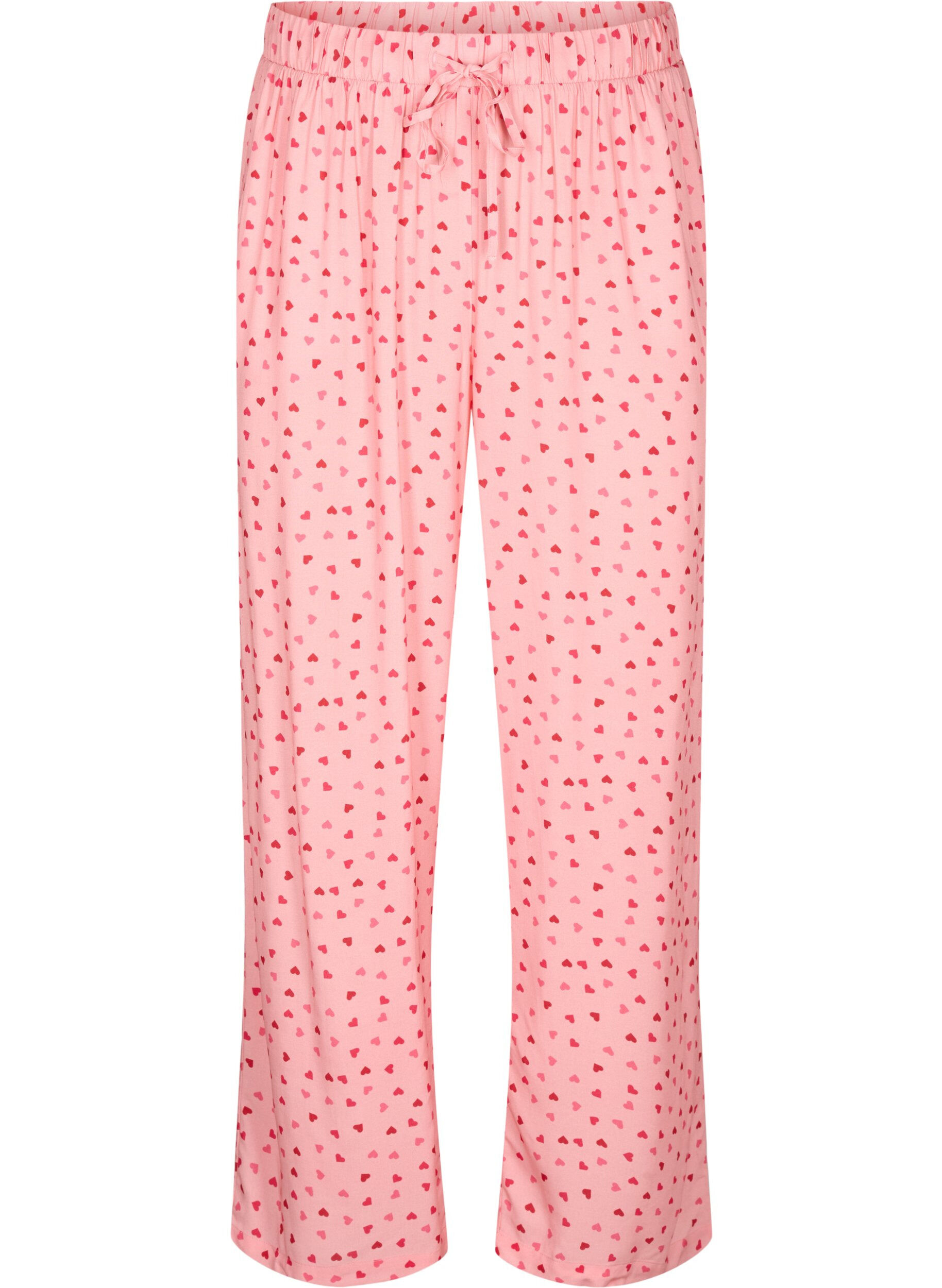 Zizzi Pantalon ample en viscose imprim&eacute; , Pink Icing W. hearts, Packshot image number 0