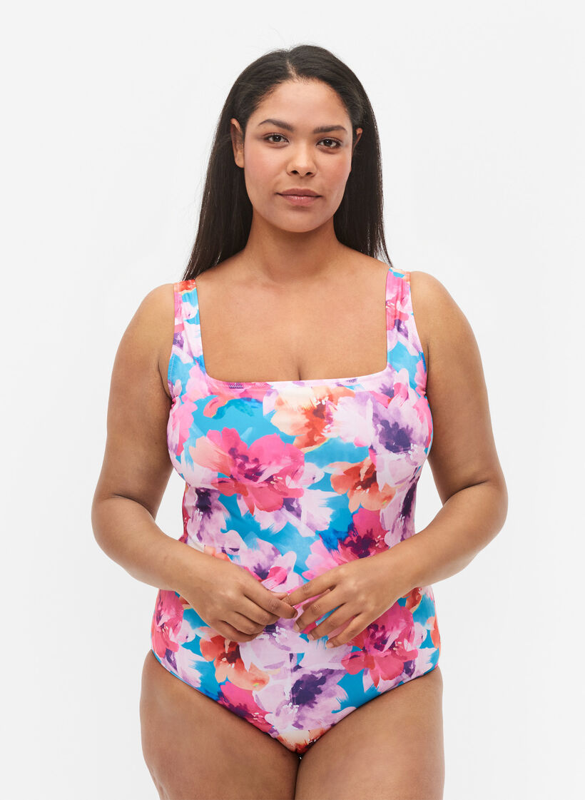 Badpak met print, Pink Flower, Model image number 0