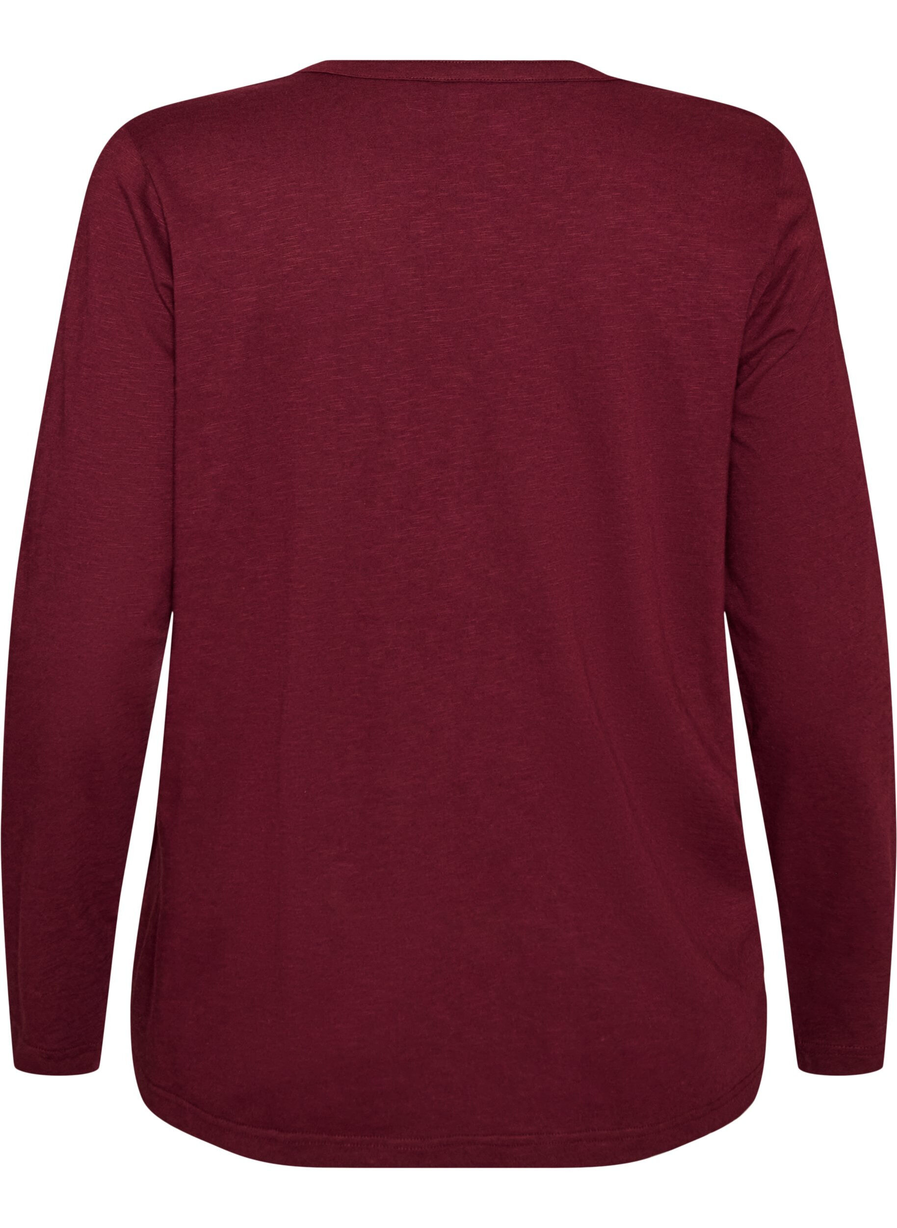 ZizziT-shirt &agrave; manches longues avec col V et boutons, Bordeaux, Packshot image number 1