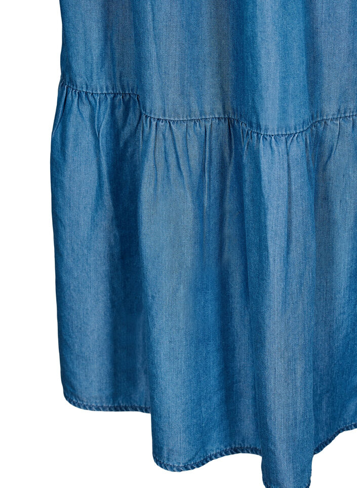 Denim maxi rok met ruches, Blauw, Packshot image number 3