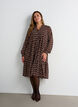 Robe &agrave; imprim&eacute; int&eacute;gral et volant superpos&eacute;, Marron, Model image number 0