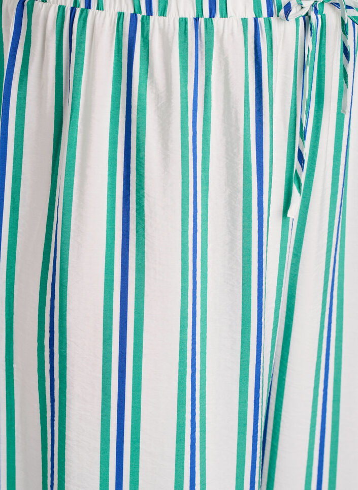 Gestreepte broek met hoge taille en wijde pijpen, Vanille, Packshot image number 2
