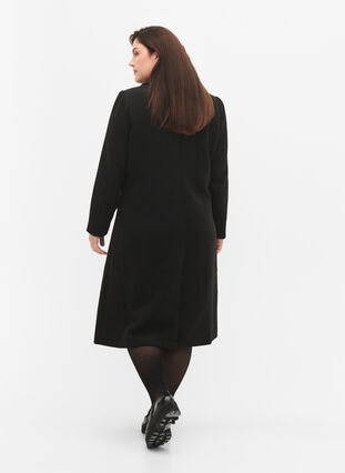 Manteau avec boutons et poches, Black, Model image number 1