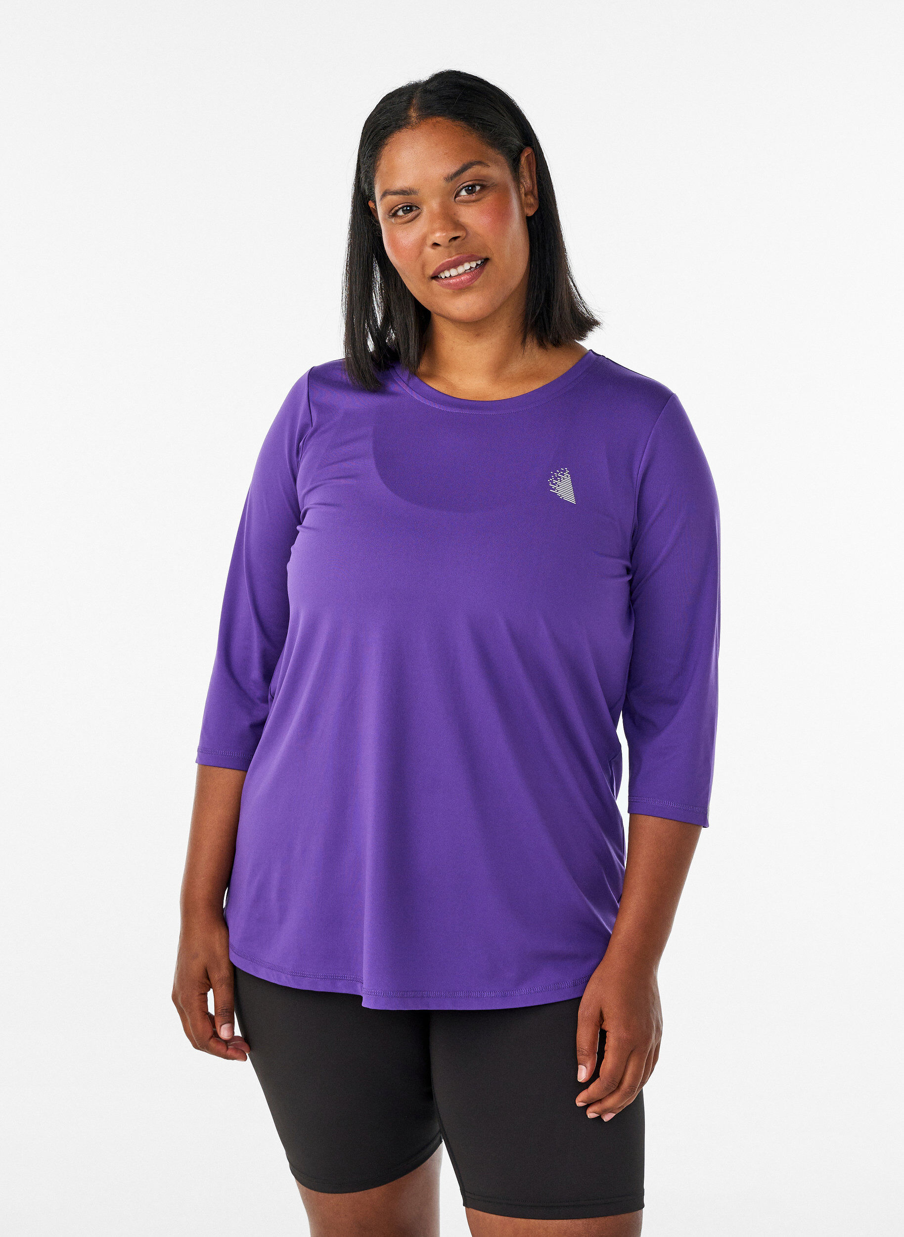 Sports top with 3/4 sleeves, Violet, Model