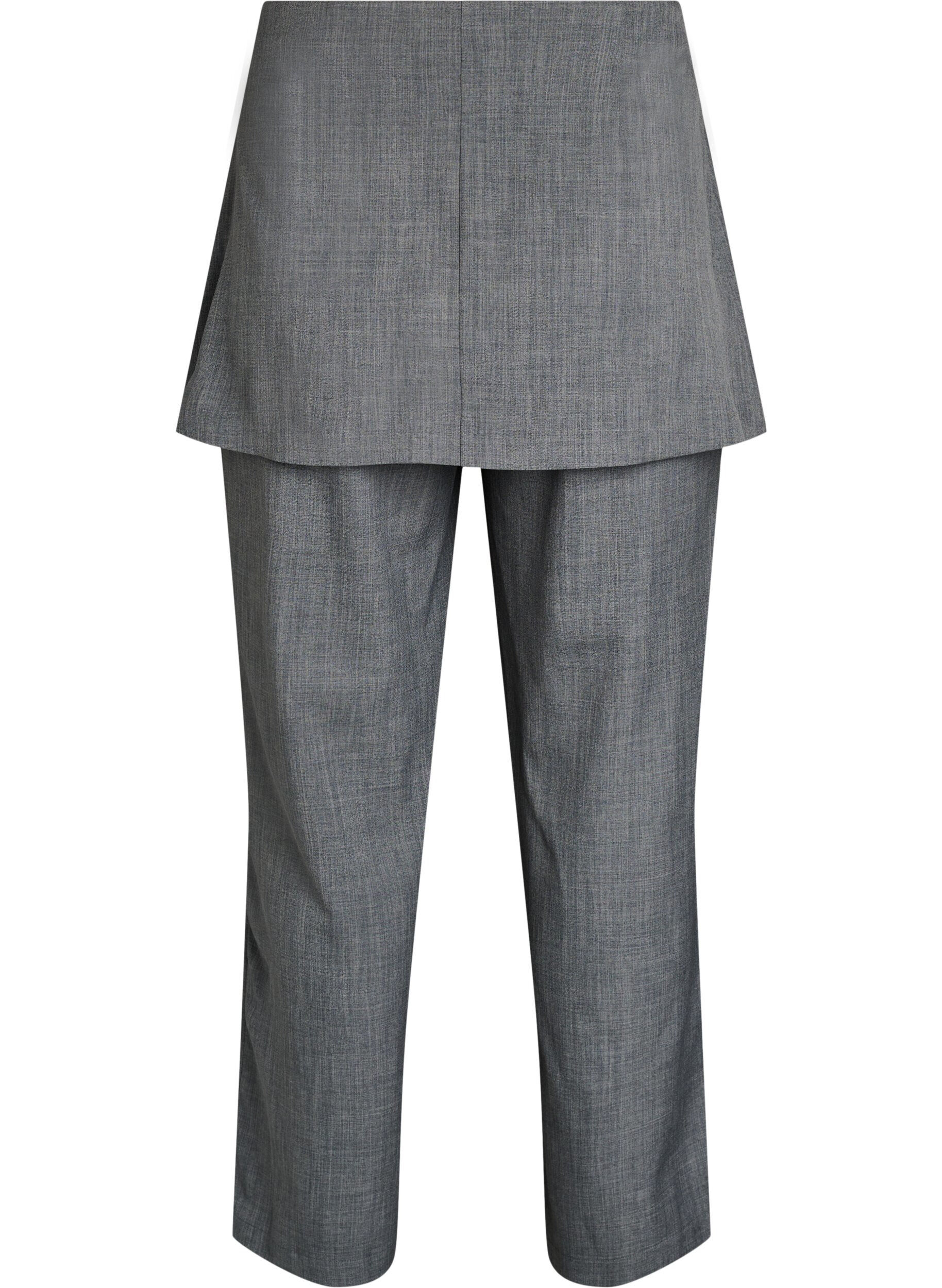 Zizzi Pantalon coupe droite avec jupe, Gris anthracite, Packshot image number 1