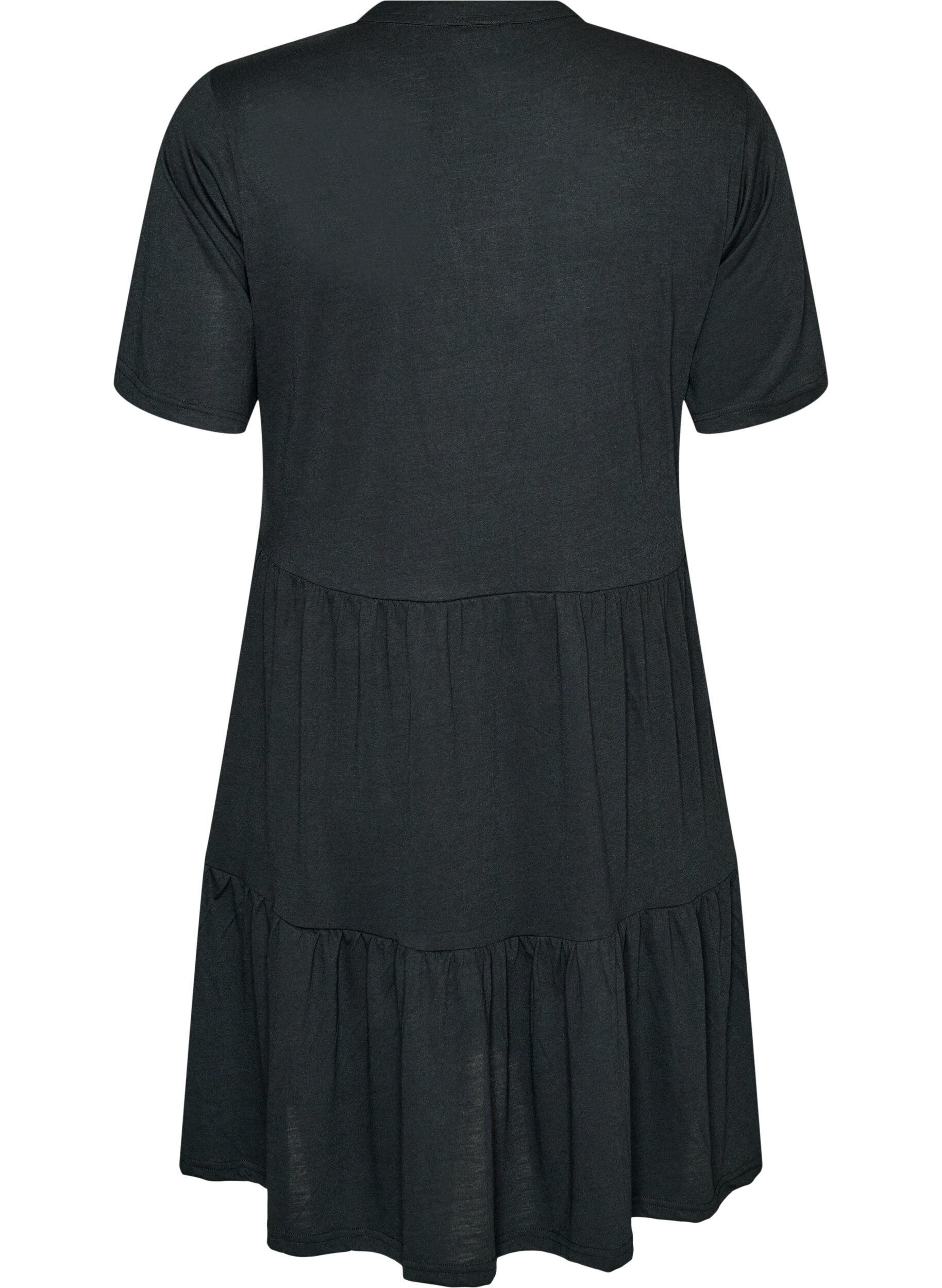 ZizziRobe en jersey avec d&eacute;tails en dentelle et jupe superpos&eacute;e, Noir, Packshot image number 1