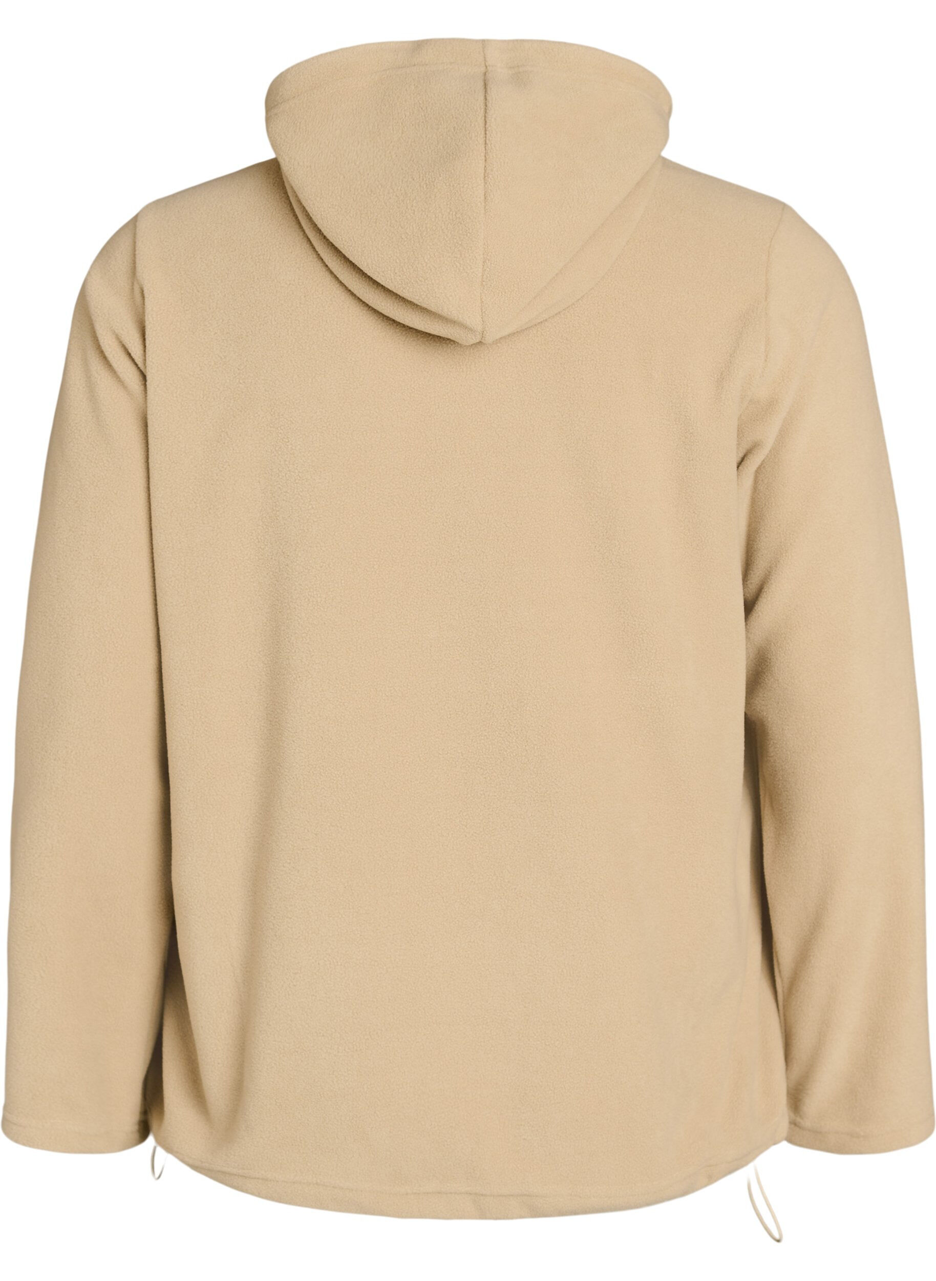 ZizziSweat &agrave; capuche en polaire avec col montant et texte brod&eacute;, Beige, Packshot image number 1