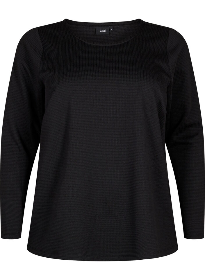 A-lijn blouse met textuur, Black, Packshot image number 0