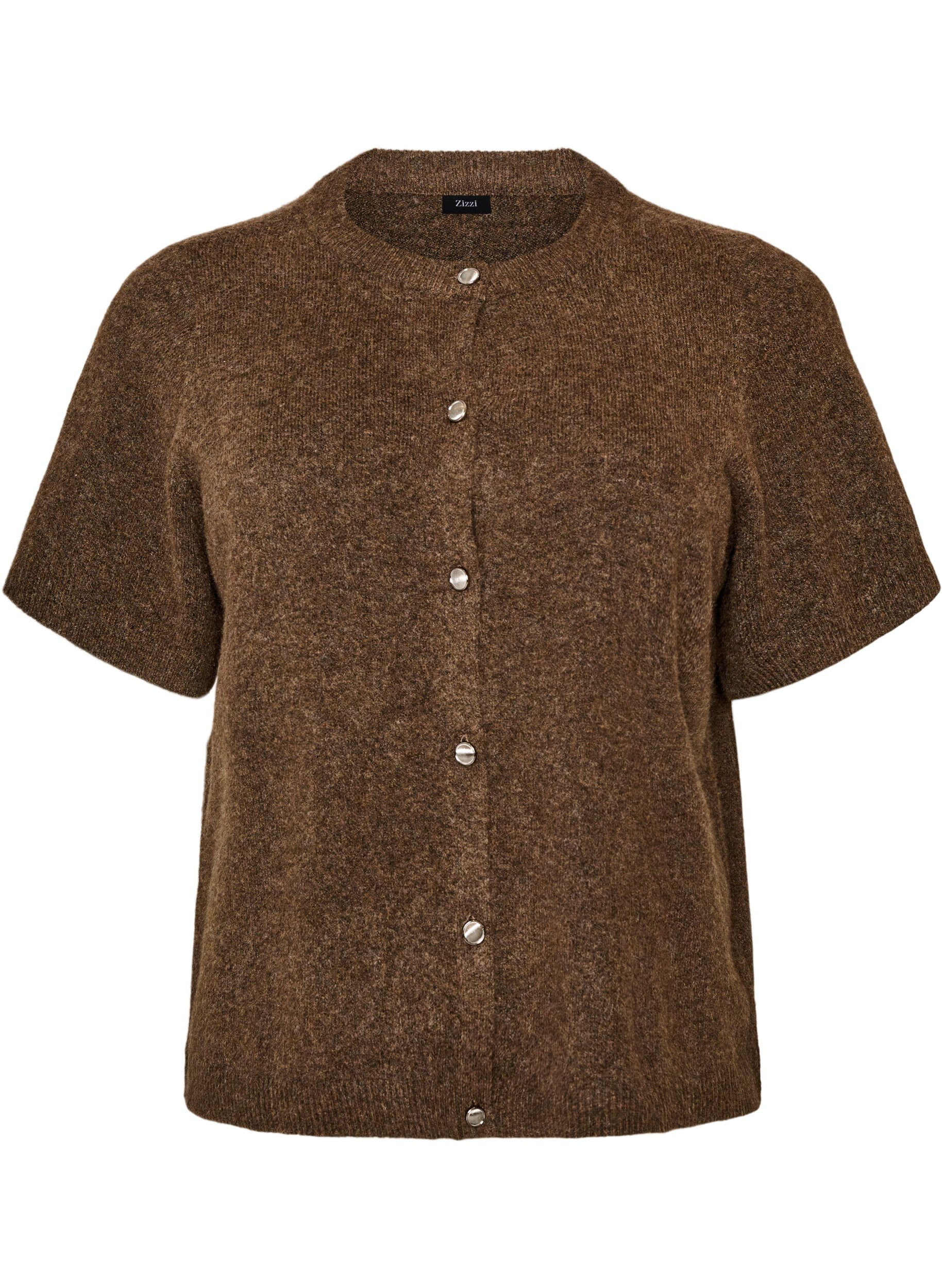 ZizziCardigan en maille avec manches courtes, Marron, Packshot image number 0