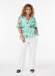 Chemise en mousseline &agrave; imprim&eacute; floral et manches courtes, Vert clair, Model image number 1