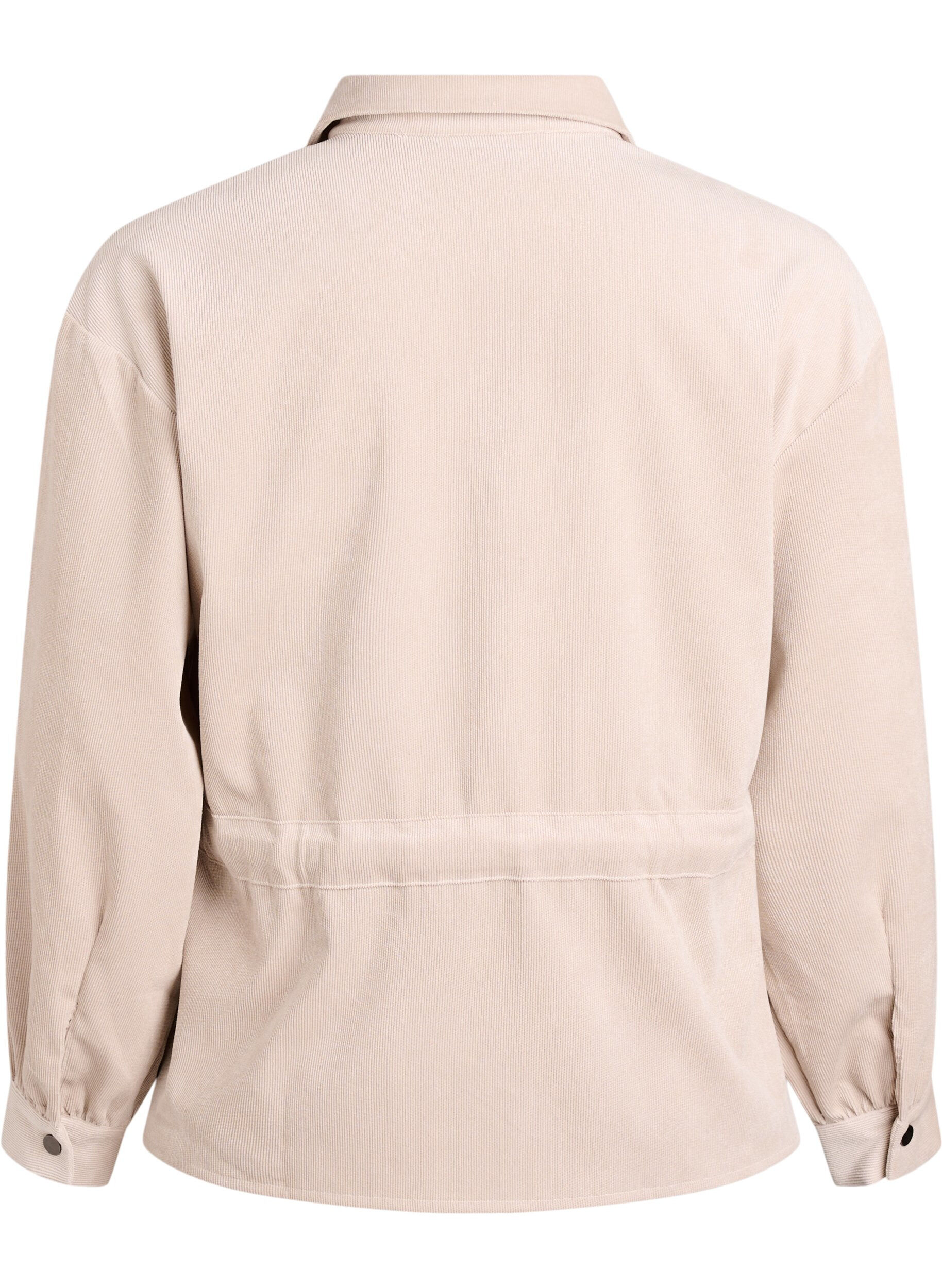 ZizziCorduroy shacket met strikceintuur en zakken, Beige, Packshot image number 1