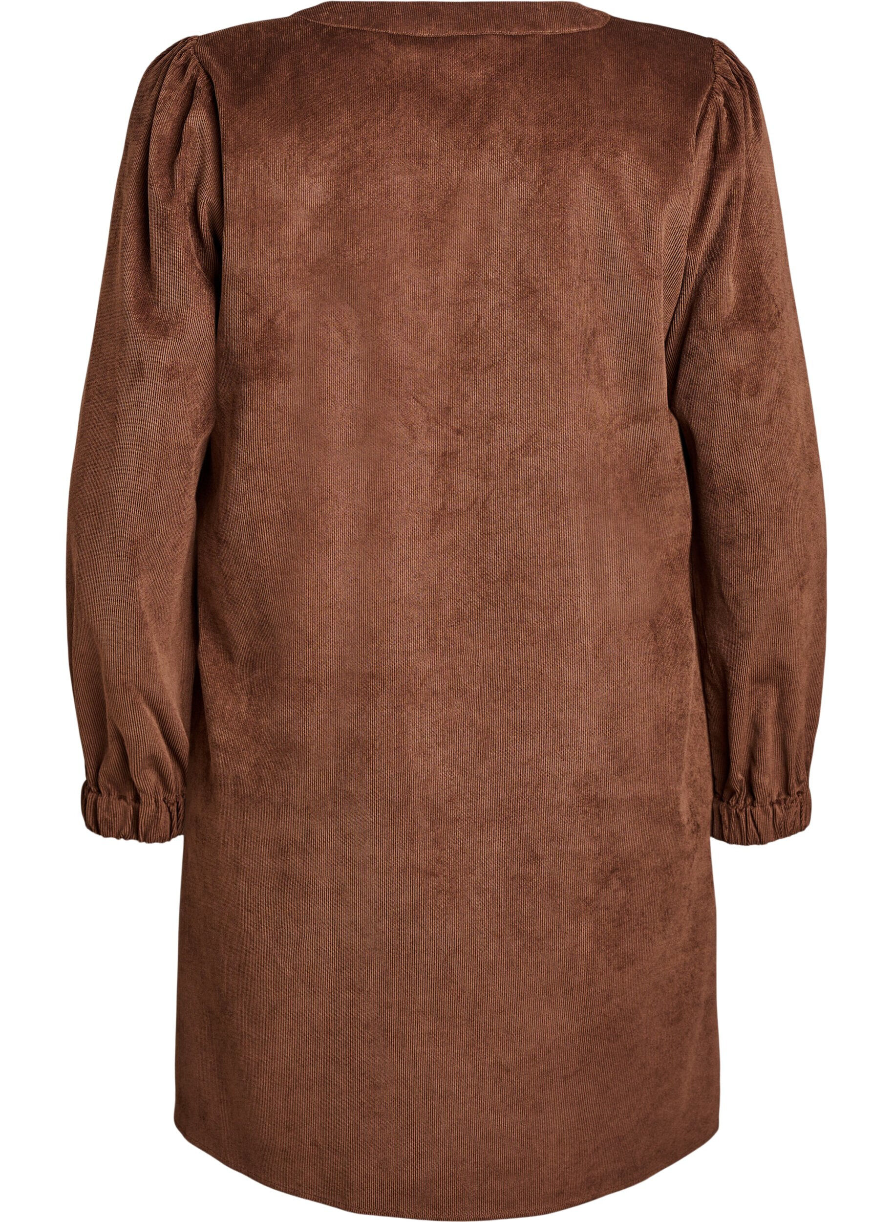 Zizzi Robe courte en velours &agrave; manches longues, Marron, Packshot image number 1