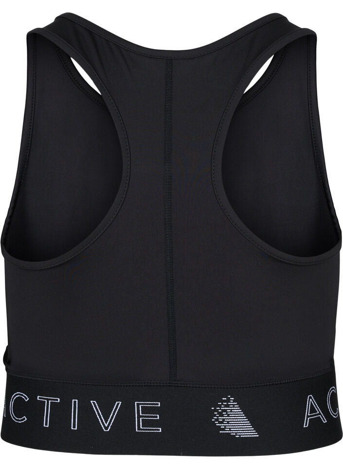 Soutien-gorge de sport avec impression de texte, Black, Packshot image number 1