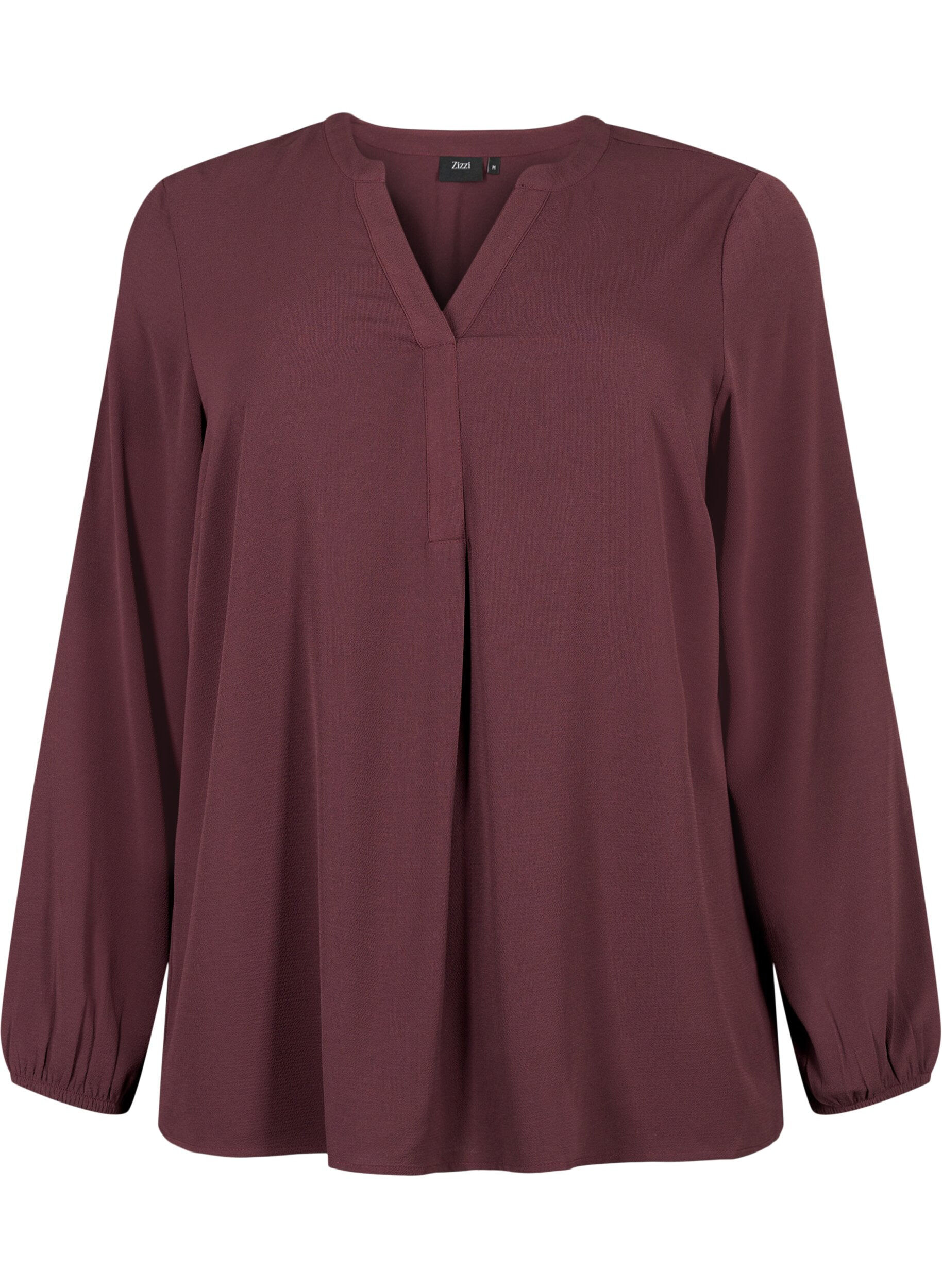 ZizziEffen blouse met v-hals, Fudge, Packshot image number 0