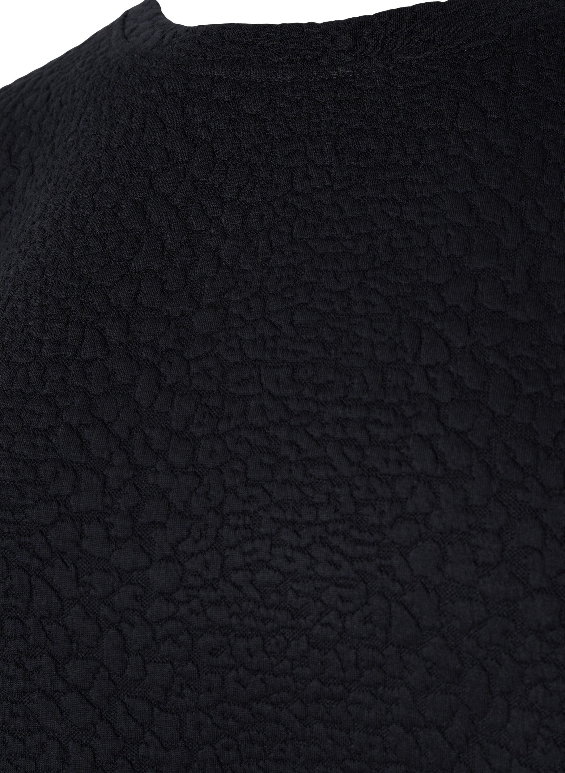 Zizzi Blouse unie textur&eacute;e, Black, Packshot image number 2