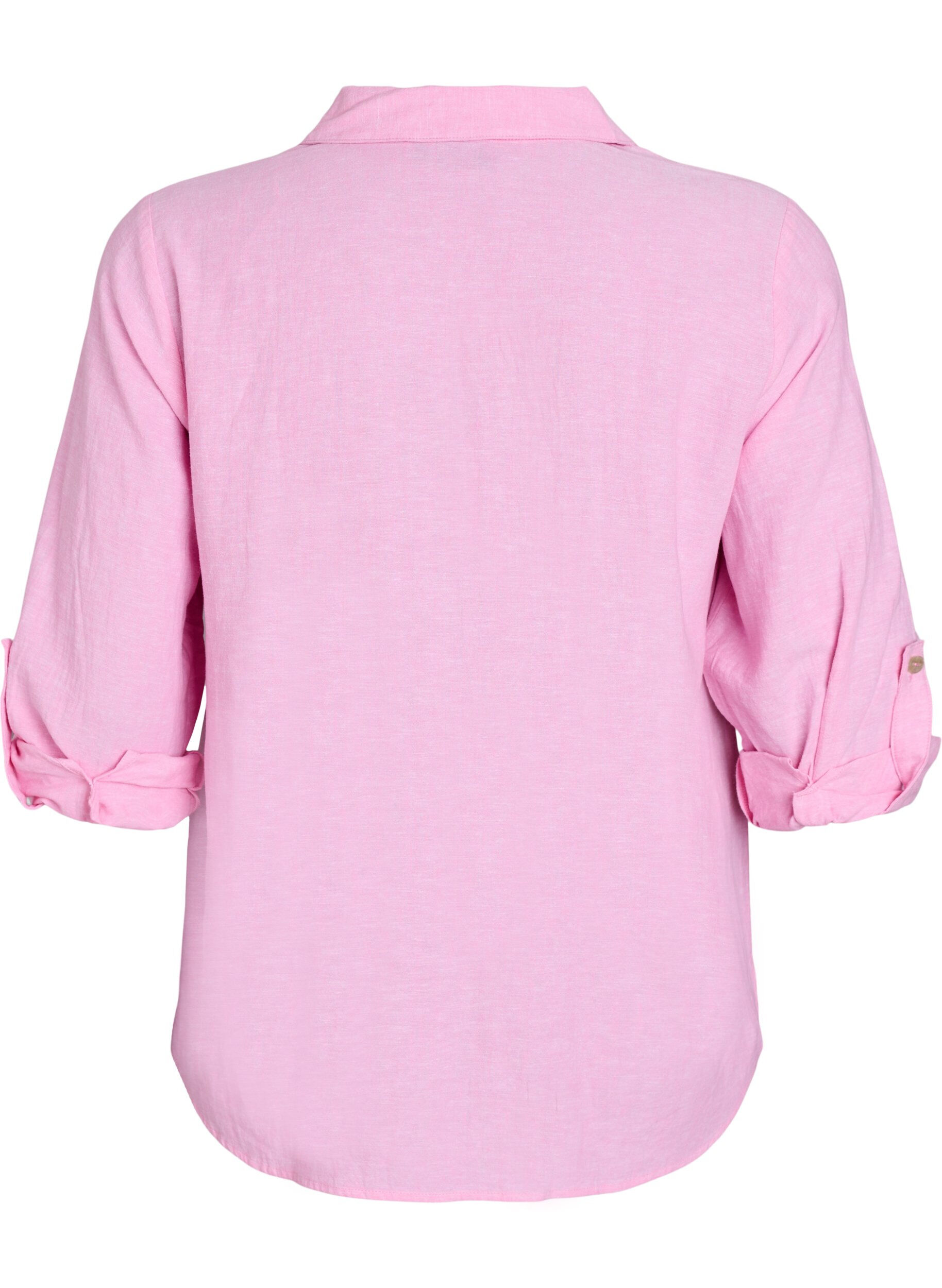 ZizziLinnen en viscose shirt met 3/4 mouwen, Roze, Packshot image number 1