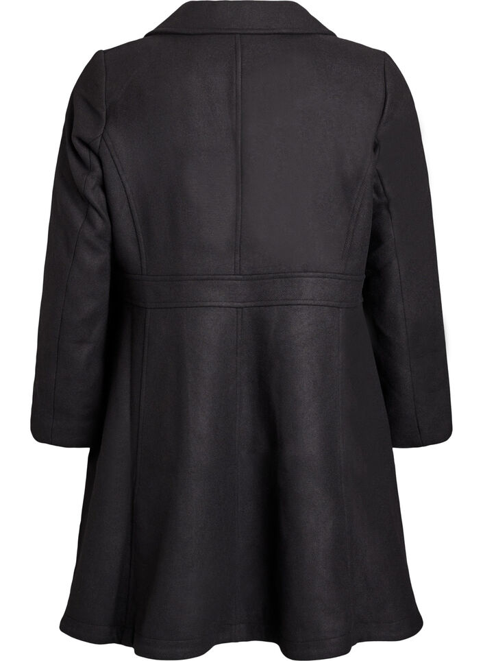 Manteau en laine coupe A avec poches, Noir, Packshot image number 1