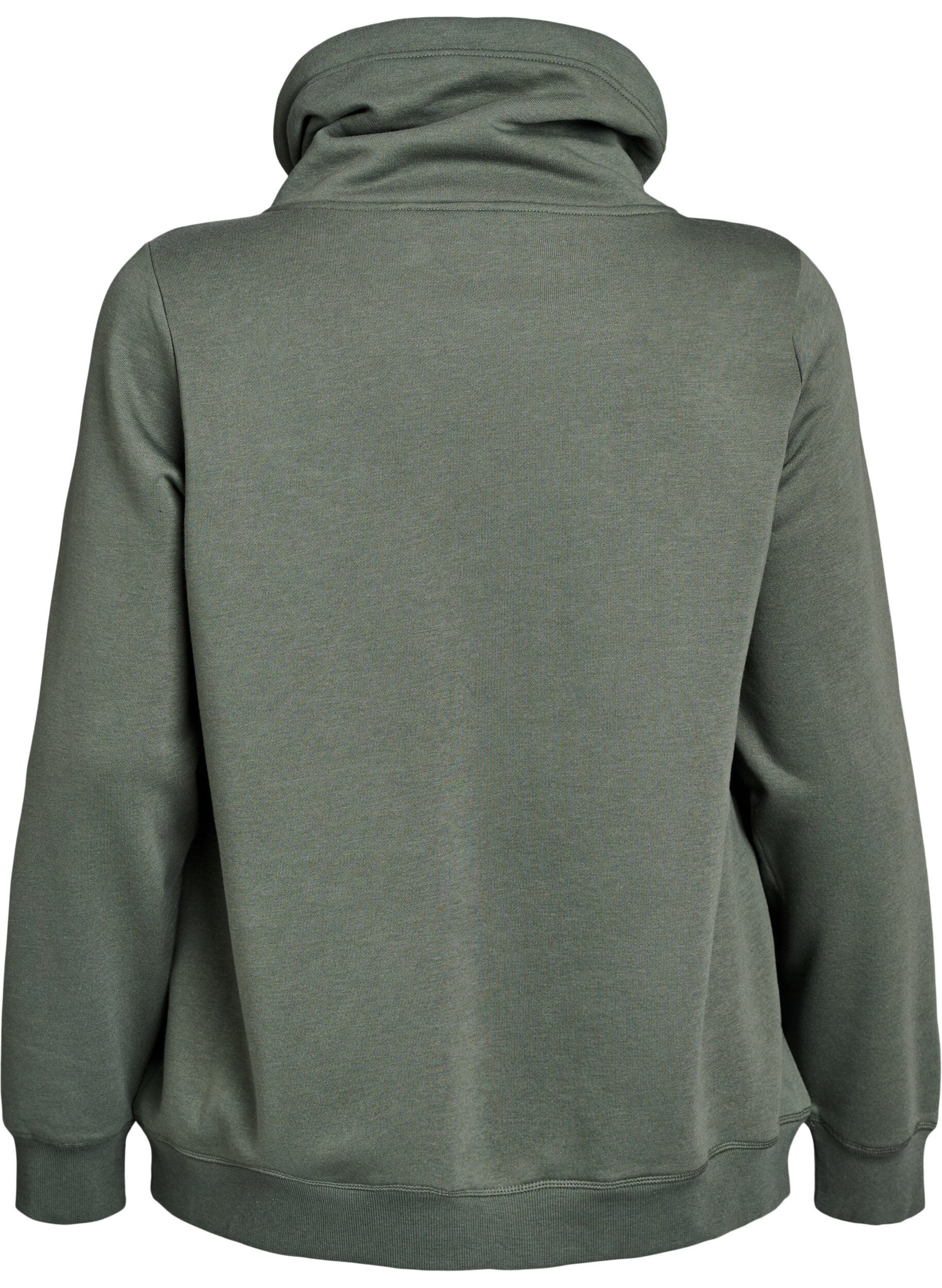 ZizziFLASH - Sweatshirt met hoge kraag en zakken, Groen, Packshot image number 1