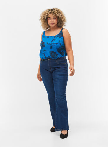 Ellen bootcut jeans met hoge taille, Dark Blue, Model image number 0