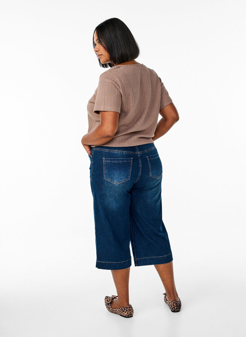 Denim knickers met wide fit benen, Blauw, Model image number 1