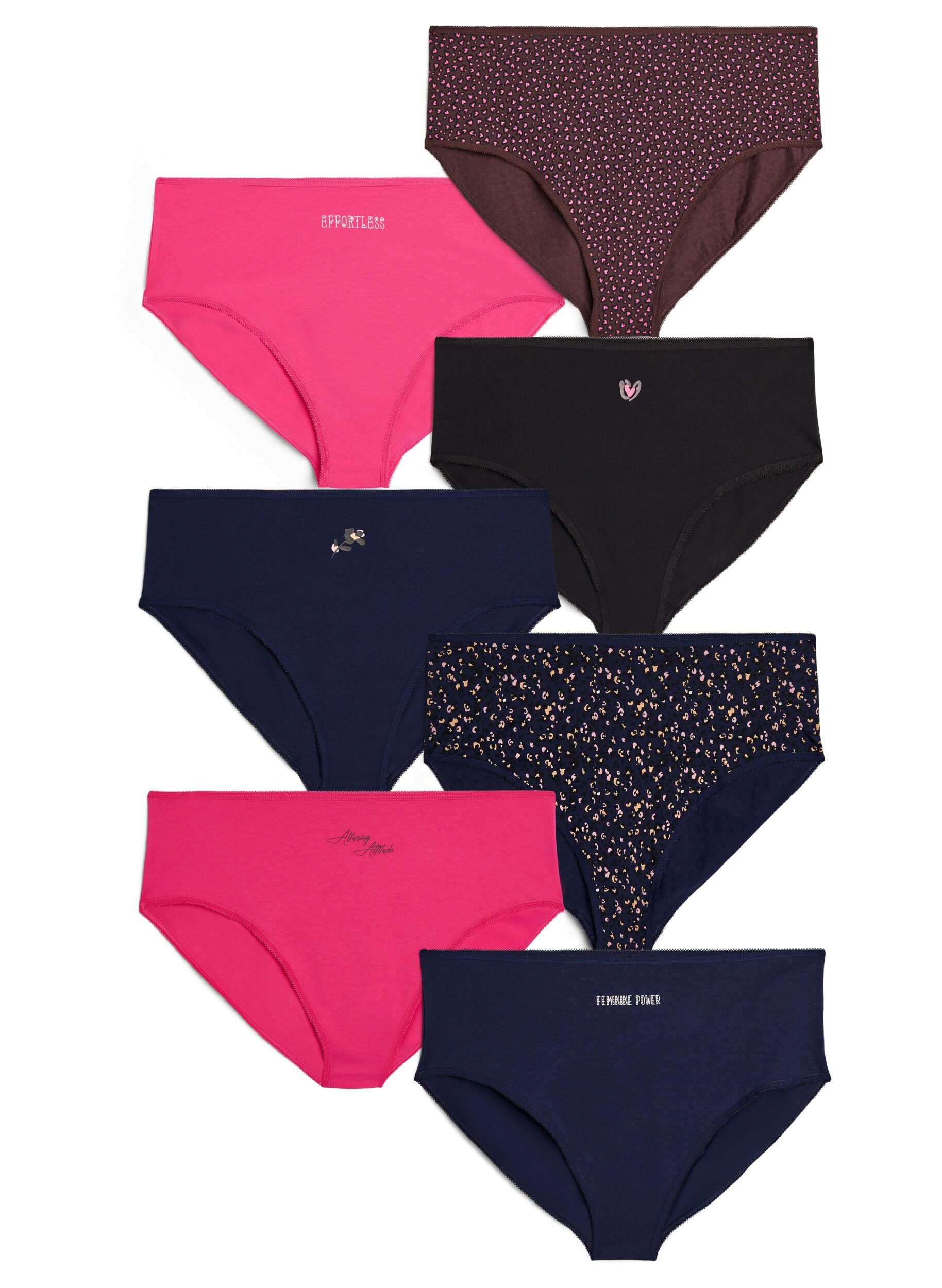 7-pack panties met normale taille