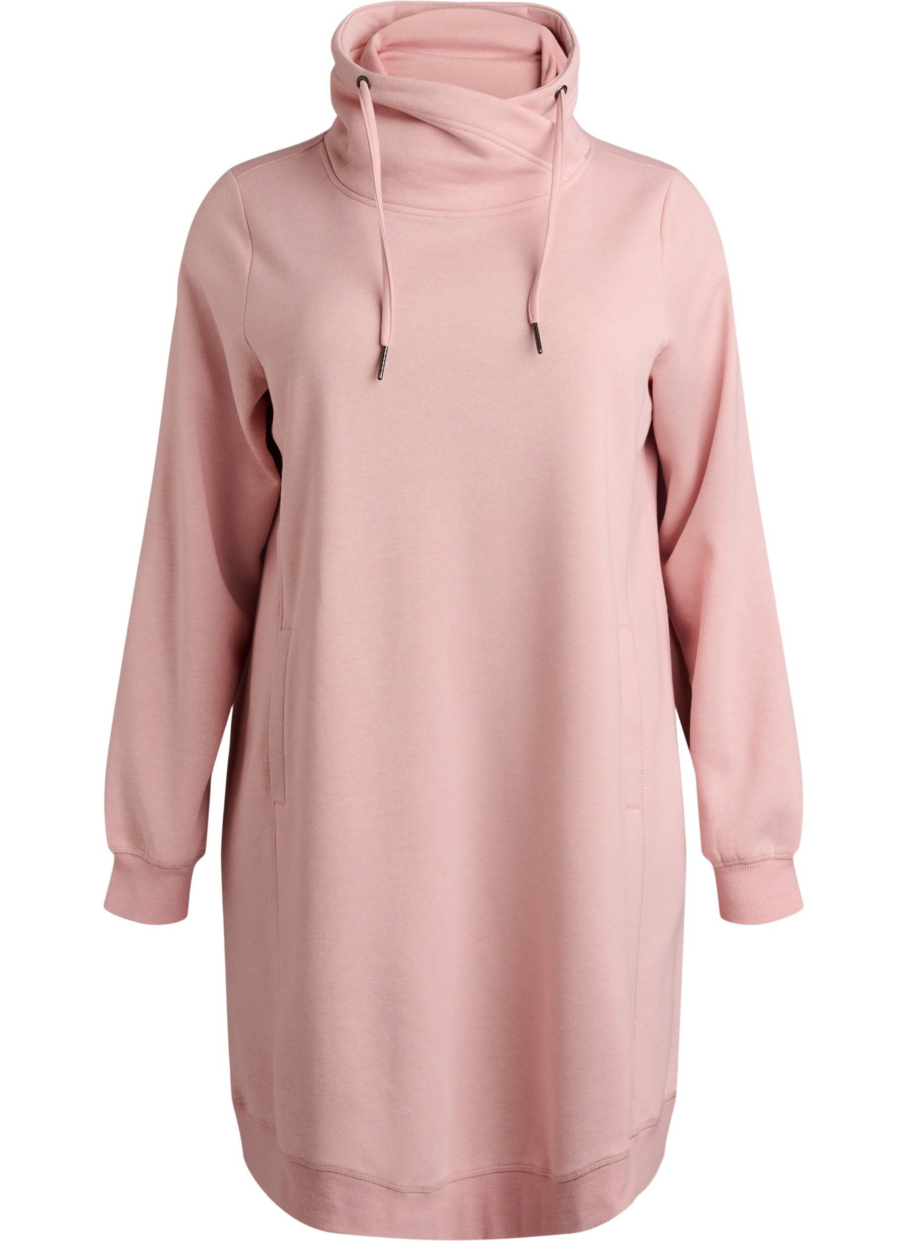 FLASH - Kort sweatshirt jurk met hoge kraag en zakken