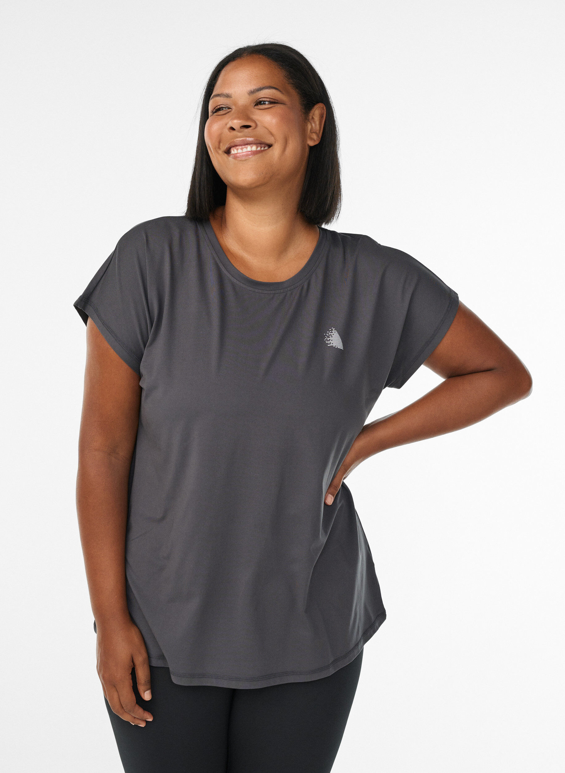 T-shirt de sport couleur unie, Gris anthracite, Model