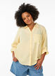 Linnen en viscose shirt met 3/4 mouwen, Geel, Model image number 0