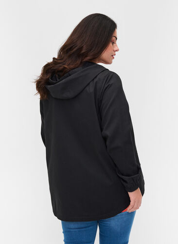 Veste Parka courte à capuche et bas ajustable, Black, Model image number 1