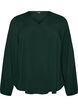 Viscose blouse met V-hals en afgeronde zoom, Groen, Packshot image number 0