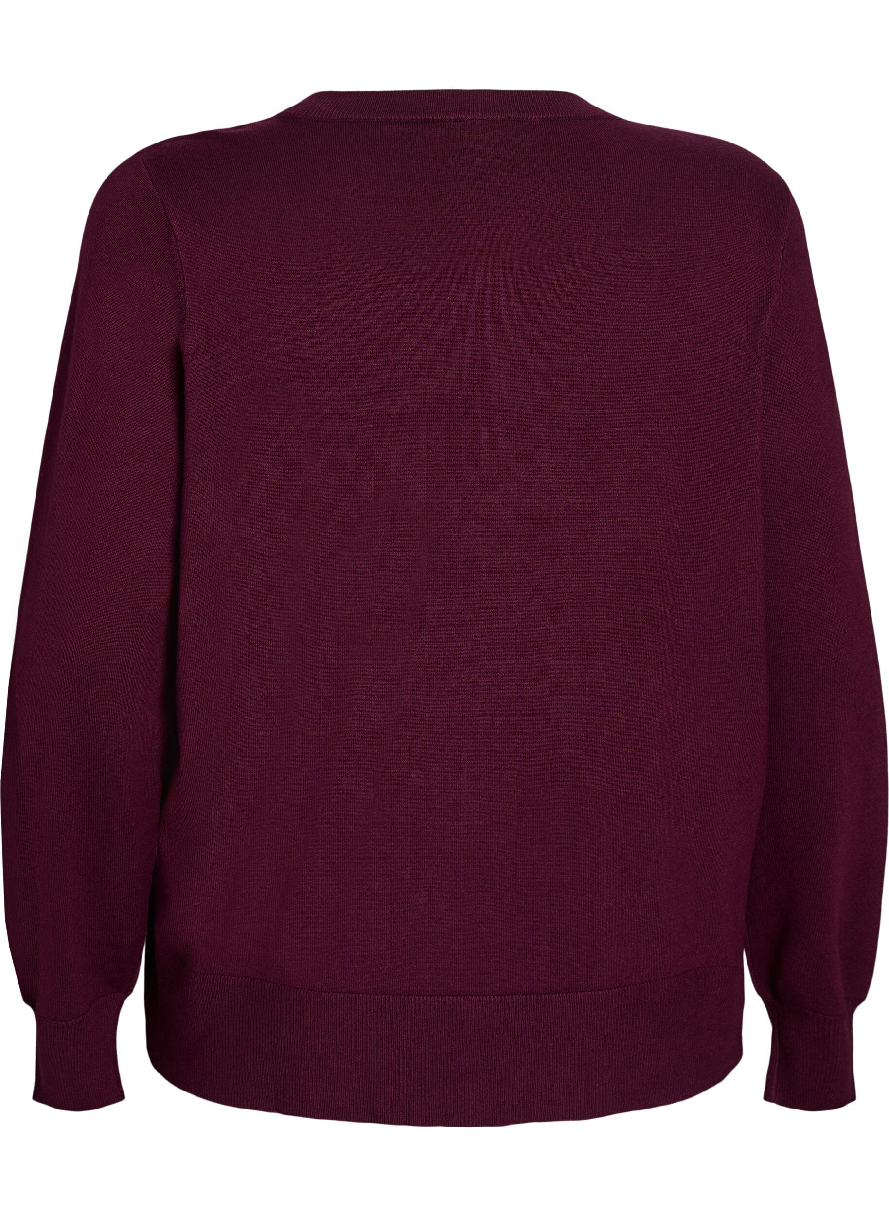 ZizziGebreid vest met ronde hals en knopen, Rood, Packshot image number 1