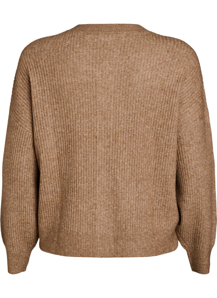 Vest van ribtricot met knopen, Bruin, Packshot image number 1
