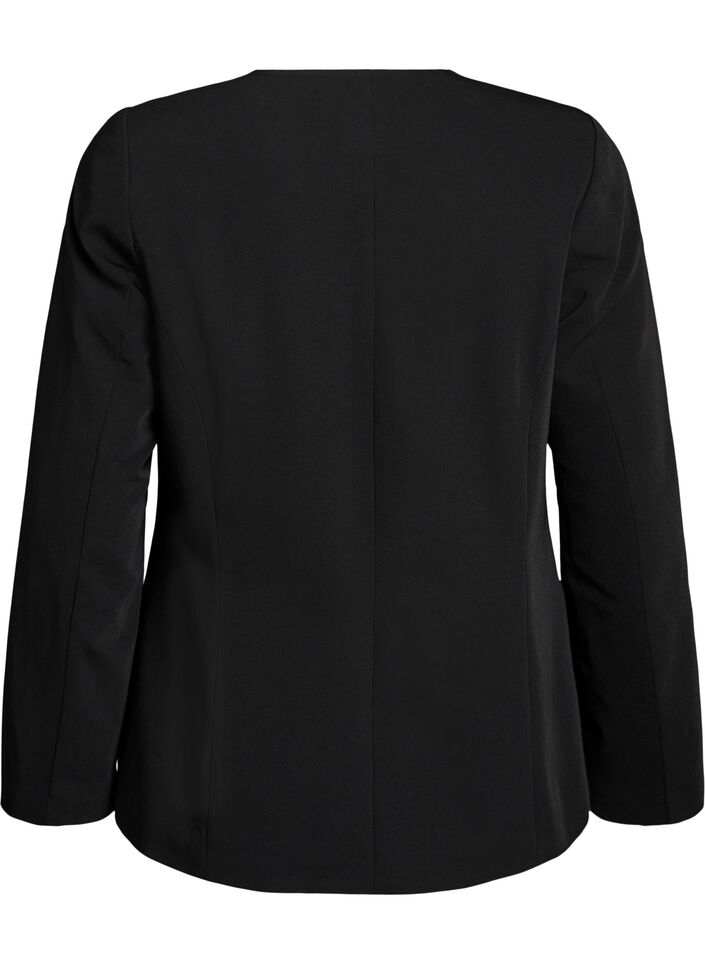 Blazer met V-hals en knoopsluiting, Zwart, Packshot image number 1
