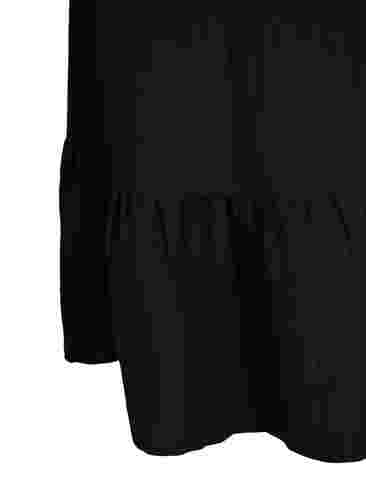 Robe en viscose à manches courtes avec encolure en V, Black, Packshot image number 3