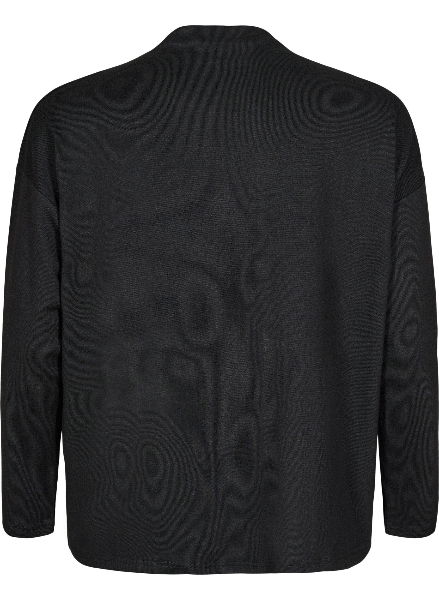 ZizziBlouse met hoge hals, lange mouwen, Zwart, Packshot image number 1