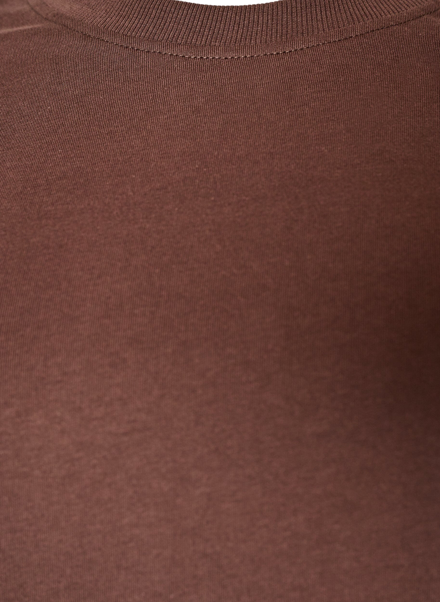 ZizziT-shirt basique en coton &agrave; col rond, Marron, Packshot image number 2