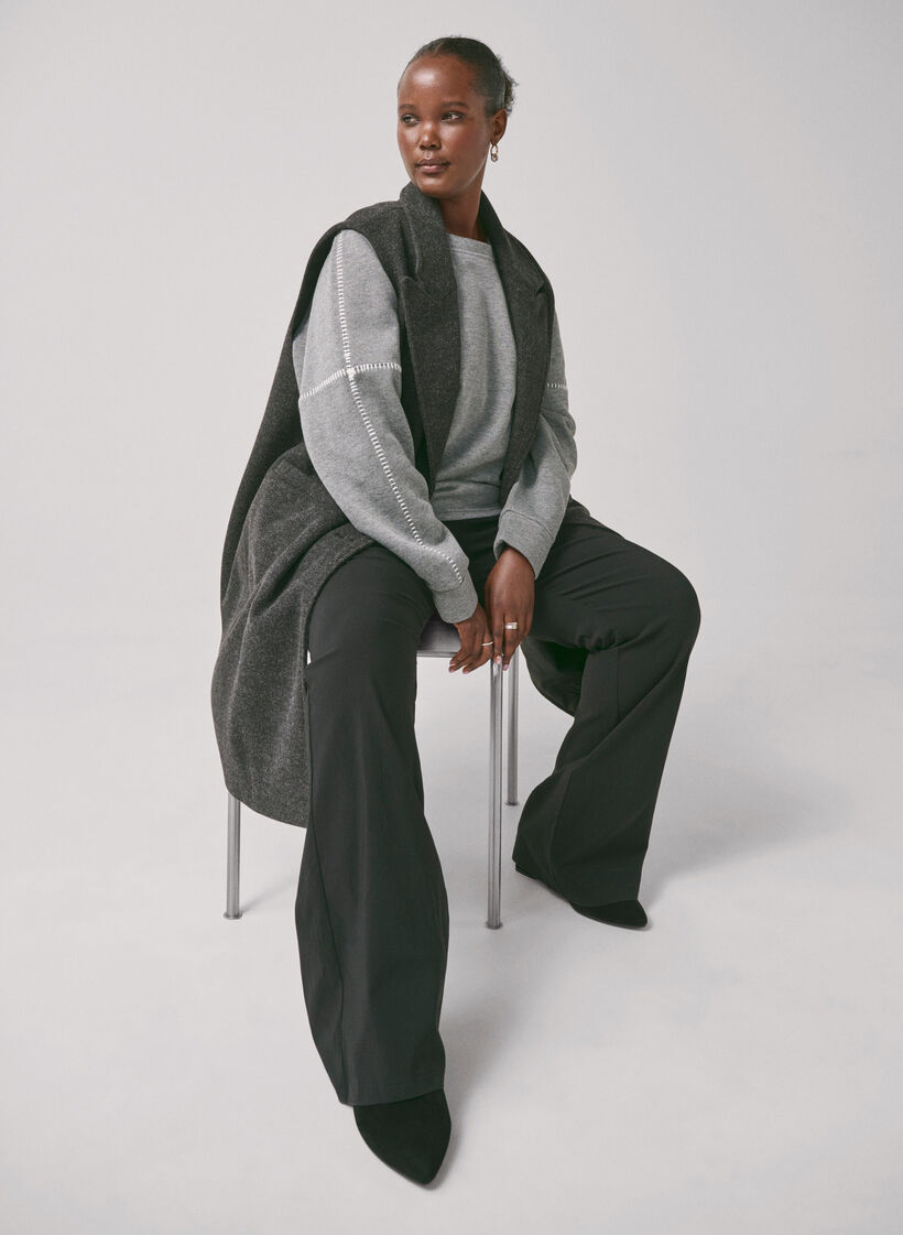 Sweatshirt met contrasterende stiksels, Medium Grey Mél, Image image number 0