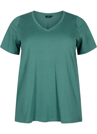 T-shirt basiques 2-pack en coton, Mallard Green/Black, Packshot image number 2