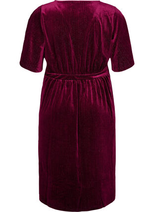 Velours jurk met v-hals en glitters, Winetasting, Packshot image number 1