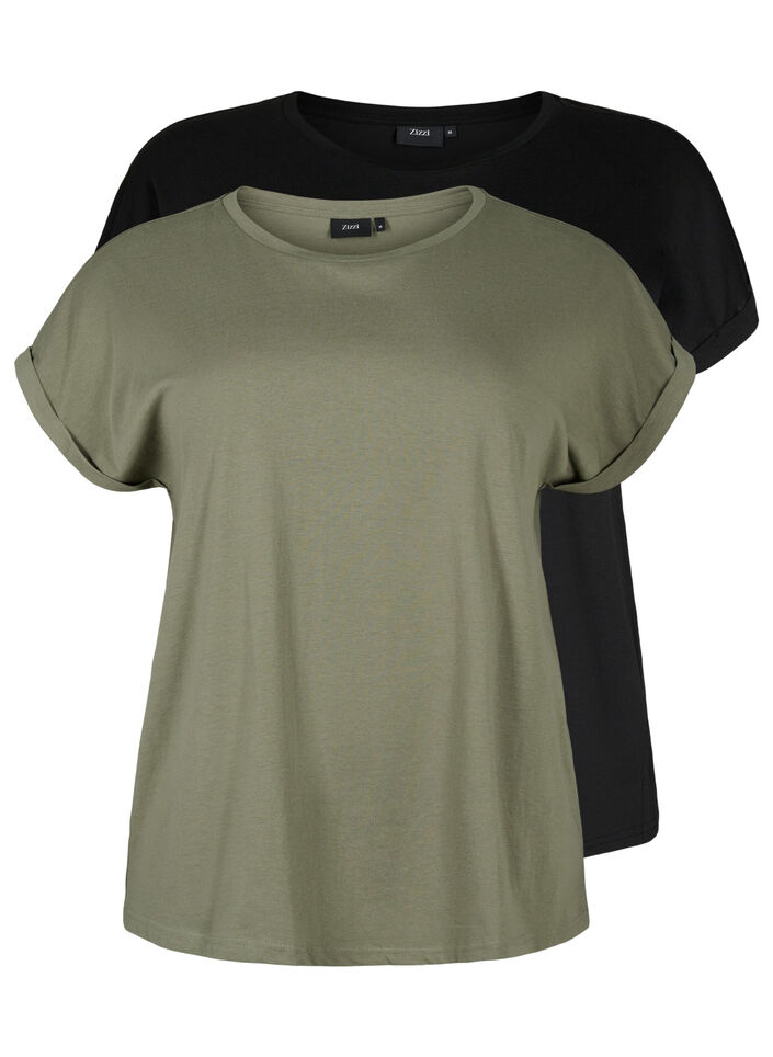 2-pack T-shirts met korte mouwen, Groen, Packshot image number 0