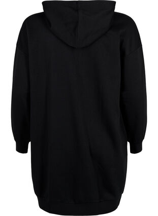 Sweatshirt jurk met capuchon en rits, Black, Packshot image number 1
