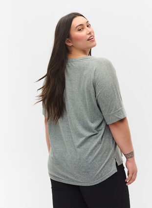 Gemêleerde blouse met korte mouwen, Balsam Green Mel., Model image number 1