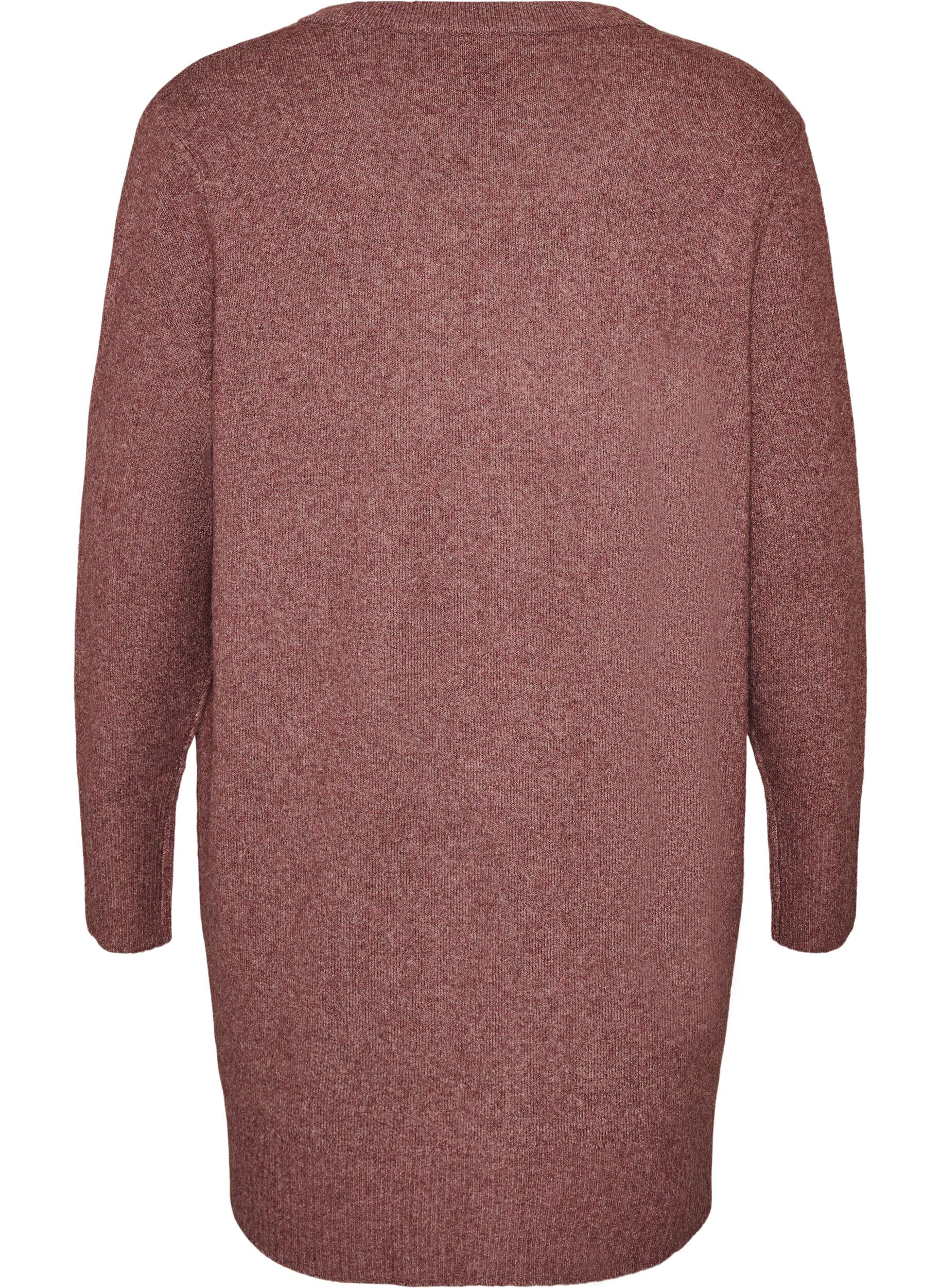 ZizziGeribd gebreid vest met zakken, Rood, Packshot image number 1