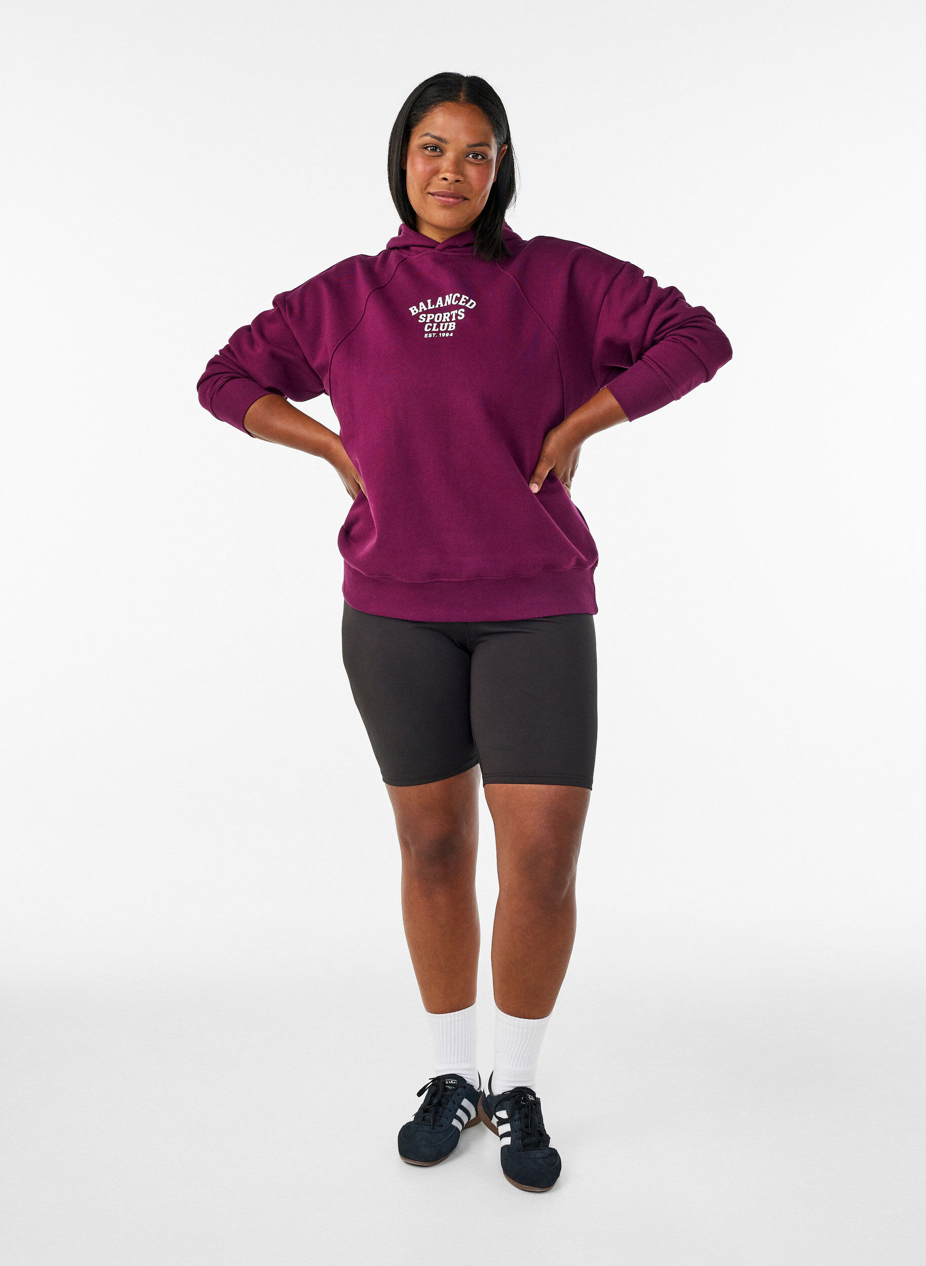 ZizziHoodie met borstprint, Paars, Model image number 1