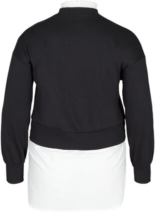 Sweatshirt met vastgenaaid overhemd, Black, Packshot image number 1