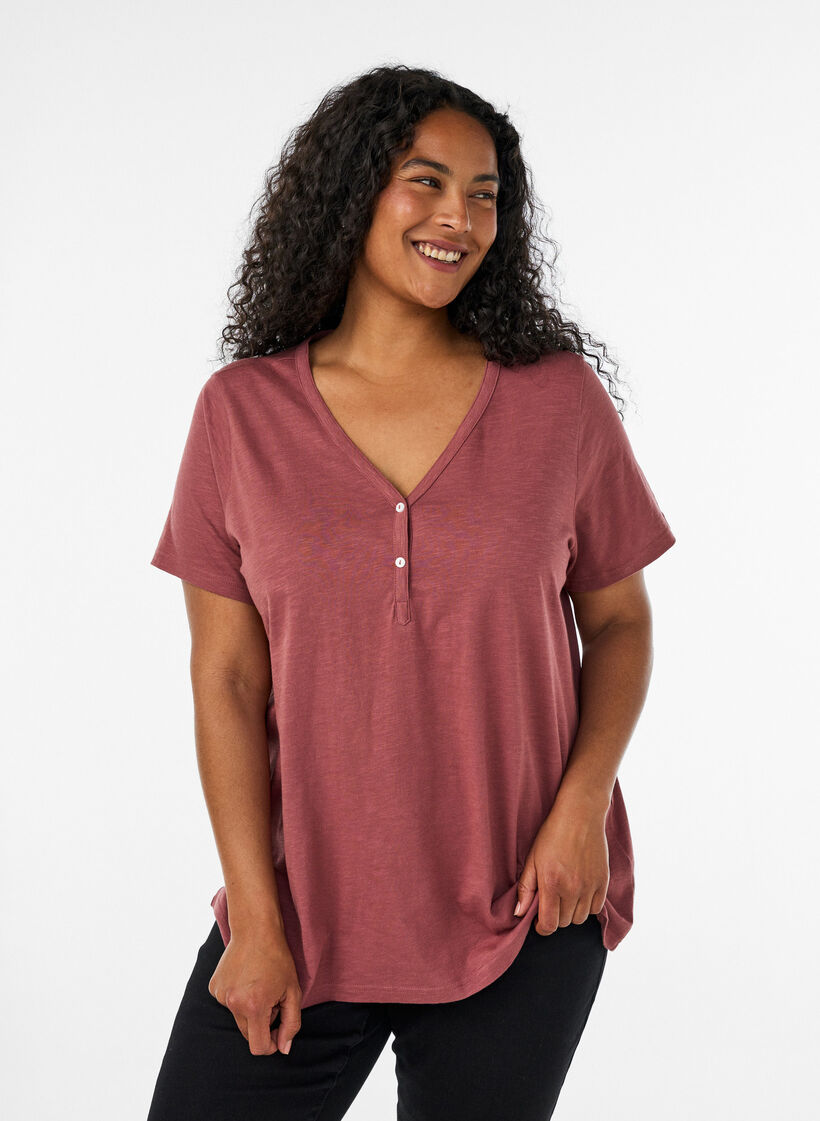 T-shirt dot&eacute; de boutons, Cuivr&eacute;, Model image number 0