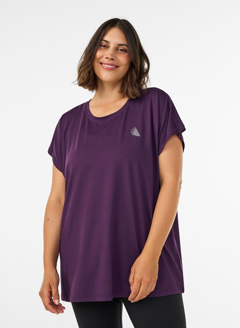 T-shirt de sport couleur unie, Violet, Model image number 0