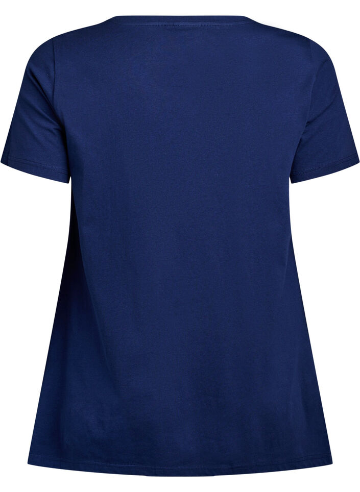 T-shirt &agrave; col rond et coupe &eacute;vas&eacute;e, Bleu, Packshot image number 1